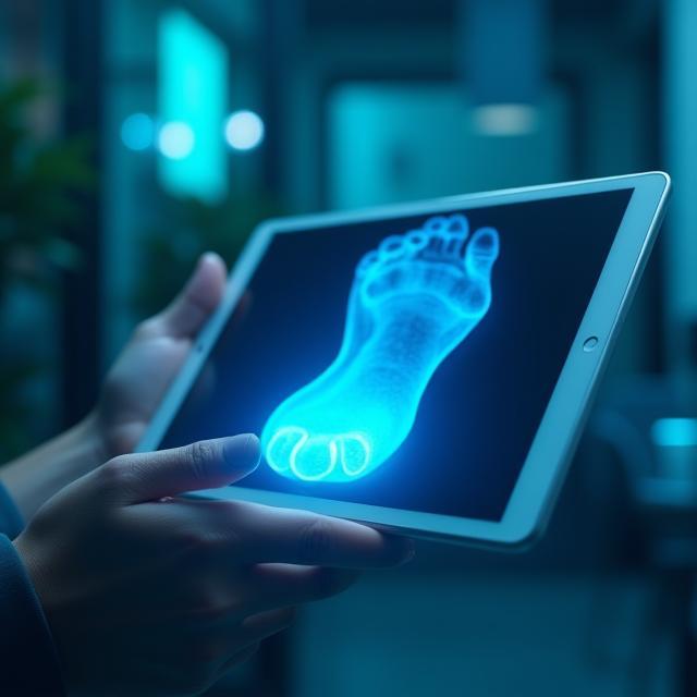 3D foot scan demo displayed on tablet